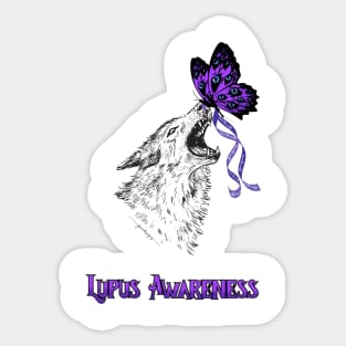 Hope, the purple butterfly, tames the wolf, Lupus Sticker